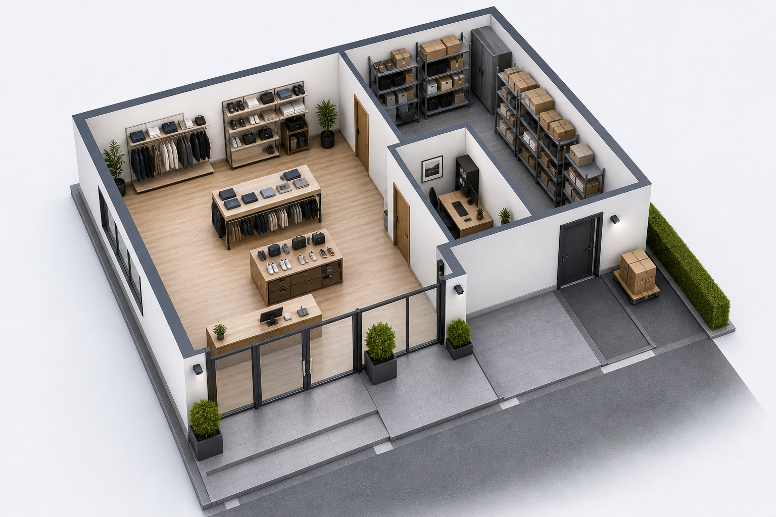 Schéma 3D Commerce avec réserve