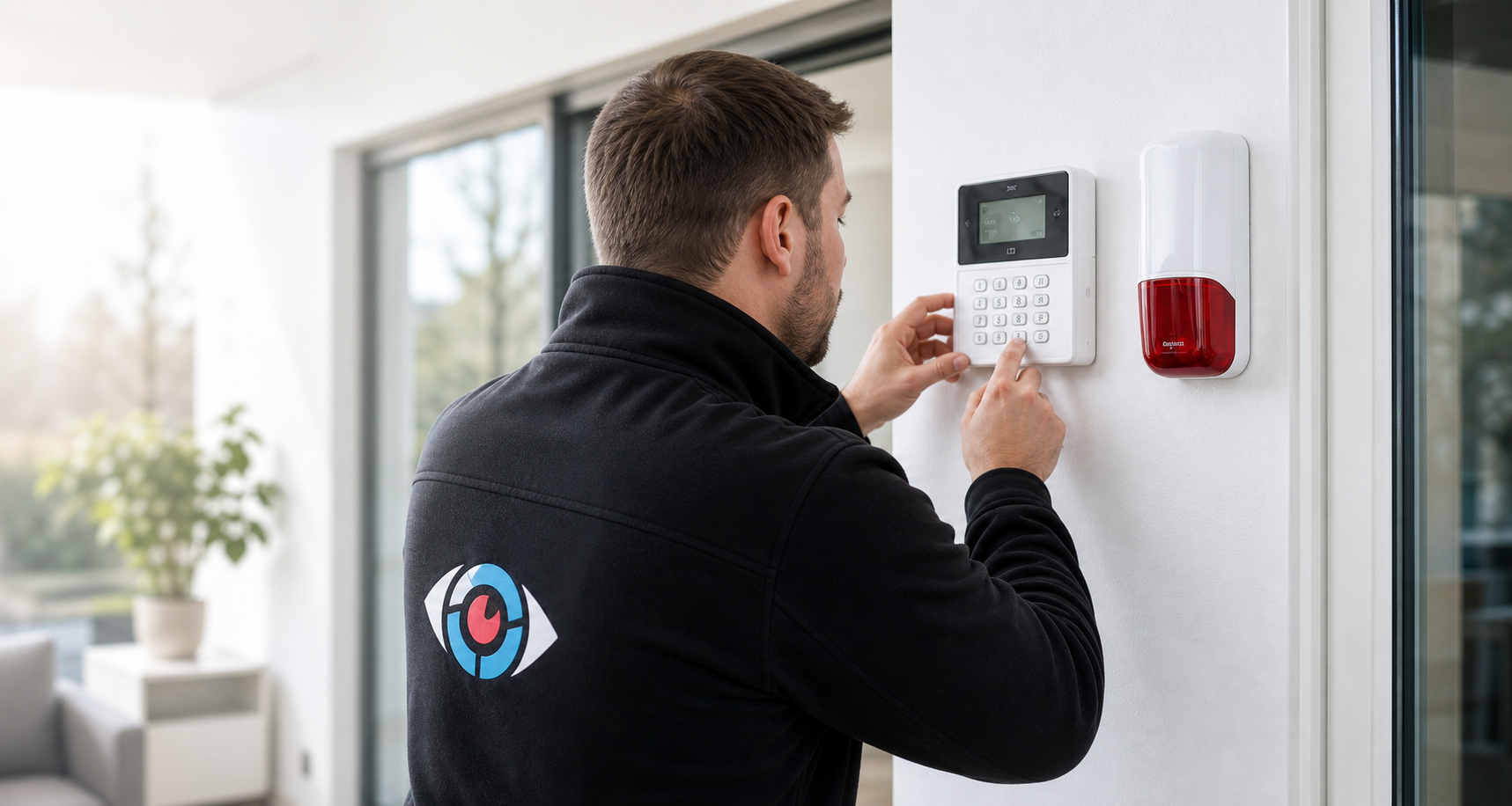 Technicien ADC Sécurité installant une alarme